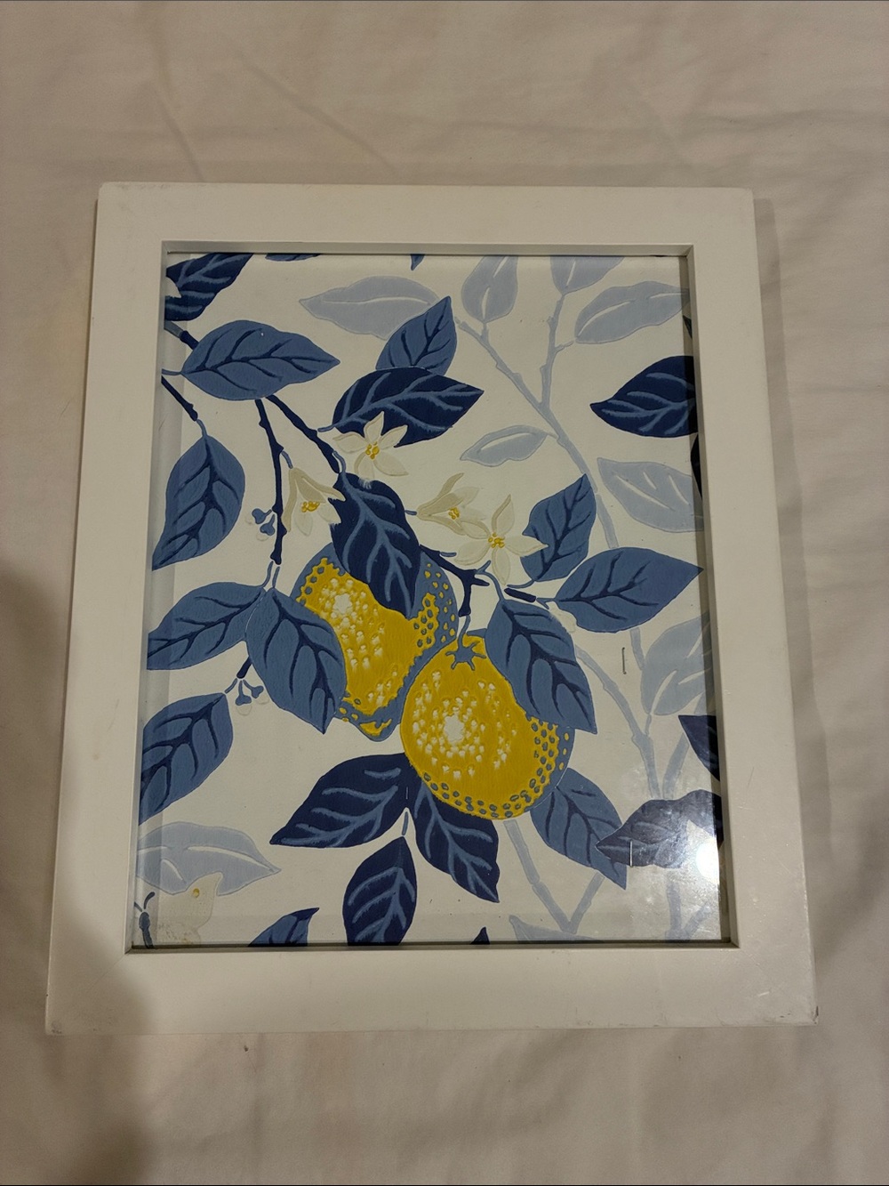 Framed Lemon Botanical Wall Art - Blue & Yellow